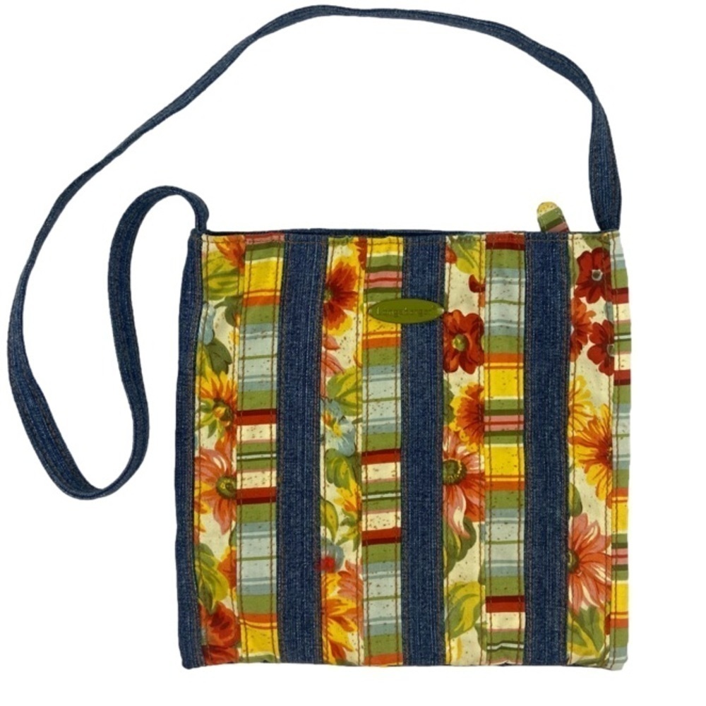 Longaberger Denim and Flowers Striped Shoulder Bag Collector’s Item